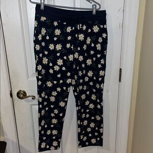 NWT Draper James Navy drawstring pants women’s size Large magnolia print